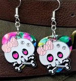 CLEARANCE Large White Skull and Crossbone Charm Guitar Pick Earrings - Pick Your Color