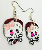 CLEARANCE Large White Skull and Crossbone Charm Guitar Pick Earrings - Pick Your Color