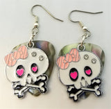 CLEARANCE Large White Skull and Crossbone Charm Guitar Pick Earrings - Pick Your Color