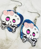 CLEARANCE Large White Skull and Crossbone Charm Guitar Pick Earrings - Pick Your Color