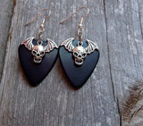 CLEARANCE Bat Skull Charm Guitar Pick Earrings - Pick Your Color