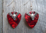 CLEARANCE Bat Skull Charm Guitar Pick Earrings - Pick Your Color