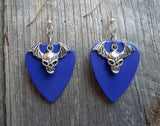CLEARANCE Bat Skull Charm Guitar Pick Earrings - Pick Your Color