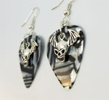 CLEARANCE Bat Skull Charm Guitar Pick Earrings - Pick Your Color