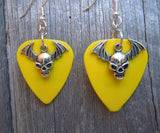 CLEARANCE Bat Skull Charm Guitar Pick Earrings - Pick Your Color