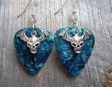 CLEARANCE Bat Skull Charm Guitar Pick Earrings - Pick Your Color