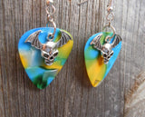 CLEARANCE Bat Skull Charm Guitar Pick Earrings - Pick Your Color
