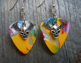 CLEARANCE Bat Skull Charm Guitar Pick Earrings - Pick Your Color