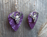 CLEARANCE Bat Skull Charm Guitar Pick Earrings - Pick Your Color