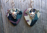 CLEARANCE Bat Skull Charm Guitar Pick Earrings - Pick Your Color