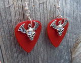 CLEARANCE Bat Skull Charm Guitar Pick Earrings - Pick Your Color