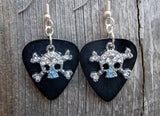 CLEARANCE Crystal Skull and Crossbones Charm Guitar Pick Earrings - Pick Your Color