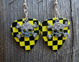 CLEARANCE Crystal Skull and Crossbones Charm Guitar Pick Earrings - Pick Your Color