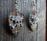 CLEARANCE Crystal Skull and Crossbones Charm Guitar Pick Earrings - Pick Your Color