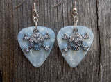 CLEARANCE Crystal Skull and Crossbones Charm Guitar Pick Earrings - Pick Your Color