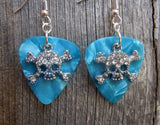 CLEARANCE Crystal Skull and Crossbones Charm Guitar Pick Earrings - Pick Your Color