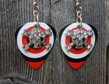 CLEARANCE Crystal Skull and Crossbones Charm Guitar Pick Earrings - Pick Your Color