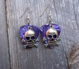 CLEARANCE Skull and Crossbones Charm Guitar Pick Earrings - Pick Your Color