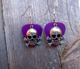 CLEARANCE Skull and Crossbones Charm Guitar Pick Earrings - Pick Your Color
