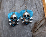 CLEARANCE Skull and Crossbones Charm Guitar Pick Earrings - Pick Your Color