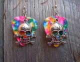 CLEARANCE Skull and Crossbones Charm Guitar Pick Earrings - Pick Your Color