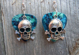 CLEARANCE Skull and Crossbones Charm Guitar Pick Earrings - Pick Your Color