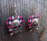CLEARANCE Skull and Crossbones Charm Guitar Pick Earrings - Pick Your Color