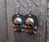 CLEARANCE Skull and Crossbones Charm Guitar Pick Earrings - Pick Your Color