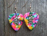 CLEARANCE Girl Skull and Crossbone Charm Guitar Pick Earrings - Pick Your Color