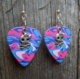 CLEARANCE Girl Skull and Crossbone Charm Guitar Pick Earrings - Pick Your Color