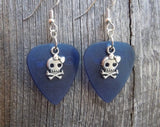 CLEARANCE Girl Skull and Crossbone Charm Guitar Pick Earrings - Pick Your Color