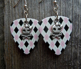 CLEARANCE Girl Skull and Crossbone Charm Guitar Pick Earrings - Pick Your Color