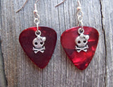 CLEARANCE Girl Skull and Crossbone Charm Guitar Pick Earrings - Pick Your Color
