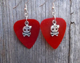 CLEARANCE Girl Skull and Crossbone Charm Guitar Pick Earrings - Pick Your Color