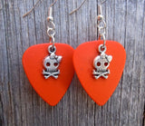 CLEARANCE Girl Skull and Crossbone Charm Guitar Pick Earrings - Pick Your Color