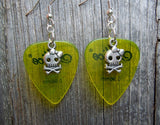 CLEARANCE Girl Skull and Crossbone Charm Guitar Pick Earrings - Pick Your Color