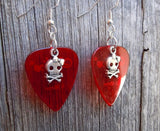 CLEARANCE Girl Skull and Crossbone Charm Guitar Pick Earrings - Pick Your Color