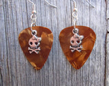 CLEARANCE Girl Skull and Crossbone Charm Guitar Pick Earrings - Pick Your Color