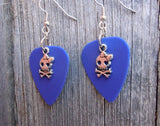 CLEARANCE Girl Skull and Crossbone Charm Guitar Pick Earrings - Pick Your Color