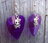 CLEARANCE Girl Skull and Crossbone Charm Guitar Pick Earrings - Pick Your Color
