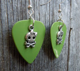 CLEARANCE Girl Skull and Crossbone Charm Guitar Pick Earrings - Pick Your Color