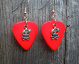 CLEARANCE Girl Skull and Crossbone Charm Guitar Pick Earrings - Pick Your Color