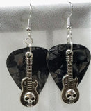 CLEARANCE Guitar with Skull Charms Guitar Pick Earrings - Pick Your Color