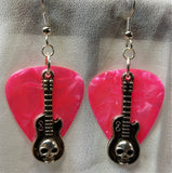 CLEARANCE Guitar with Skull Charms Guitar Pick Earrings - Pick Your Color