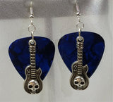 CLEARANCE Guitar with Skull Charms Guitar Pick Earrings - Pick Your Color