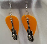 CLEARANCE Guitar with Skull Charms Guitar Pick Earrings - Pick Your Color