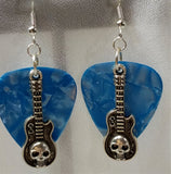 CLEARANCE Guitar with Skull Charms Guitar Pick Earrings - Pick Your Color