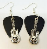 CLEARANCE Guitar with Skull Charms Guitar Pick Earrings - Pick Your Color