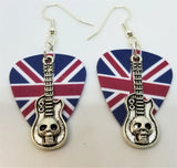 CLEARANCE Guitar with Skull Charms Guitar Pick Earrings - Pick Your Color