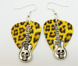 CLEARANCE Guitar with Skull Charms Guitar Pick Earrings - Pick Your Color